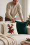New Year's Themed Punch Embroidered 2-Piece Throw Pillow Cover Set |   Zippered 42X42 cm |   Modern Sofa Throw Pillow, Christmas Patterned, Decorative - 3
