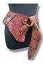 Stasy Wrinkled Leather and Snake-Print Asymmetrical Tie-Detail Belt with Buckled Ring Buckle - Standard Size - 5