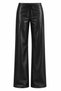 Women's Laceless Leather Wide-Leg Long Relaxed Pants - 3
