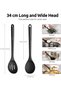 Solid & Slotted Silicone Cooking Spoons for Serving (Black) - 2