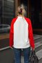 Women's Long-Sleeve T-Shirt with Red Paneling, Raglan Sleeves, and Crew Neck - 5