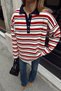 Women's Red Gabi Striped Polo Collar Knit Sweater - 5