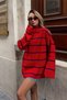 Red Cyra Mock Neck Striped Oversized Spanish-Sleeve Women's Knit Sweater - 3