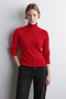 Women's Red Knitted Sweater with a Fisherman's Collar Made from Lambswool - 3
