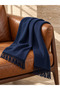Men's Navy Blue Tasseled Scarf – Soft-Textured, Tasseled, Stylish, and Elegant Scarf - 2