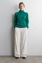 Women's Knitted Navy Blue Sweater with a Boat Neck Made from Lambswool