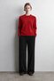 Women's Red Knitted Sweater with a Crew Neck, Made from Lambswool