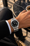 Men's Wristwatch: Silver-Toned, Steel Strap, Black Dial, Calendar, Stylish Design - 4