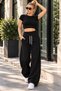 Women's Viral-Style 3-Thread Wide-Leg Palazzo Sweatpants, High-Waisted, Relaxed Fit - 6
