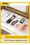 Mitoy 10 PCS Jewelry Clear Drawer Organizers Bins, 4-Size Stackable Makeup Drawer Organizer Trays