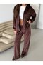 TREND SPECIAL DESIGN EMBROIDERED DETAILS HOODED ZIPPERED CARDIGAN - WIDE-LEG BELOW-THE-KNEES VELVET-TIMED SWEATSUIT SET - 2