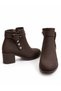 Women's Buckled Ankle Boots with Silver Accents and Button Details—A Modern and Timeless Design with Thick Heels - 5