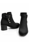 Women's Buckled Ankle Boots with Silver Accents and Button Details—A Modern and Timeless Design with Thick Heels - 5