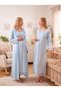 New Season Blue Lace-Sleeve Detail, Easy-Breastfeeding Design, Long-Sleeved Postpartum and Maternity Robe and Nightgown Set - 6
