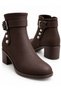 Women's Buckled Ankle Boots with Silver Accents and Button Details—A Modern and Timeless Design with Thick Heels - 6