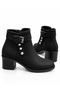 Women's Buckled Ankle Boots with Silver Accents and Button Details—A Modern and Timeless Design with Thick Heels - 6