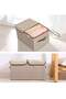 Arabest Large Storage Bins Linen Fabric Foldable Basket Cubes Organizer Storage Boxes Drawer with - 4