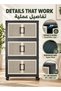 WALALLA 3 Layers Stackable Storage Bins with Wheels and Lids,Mid-Century Modern Plastic Faux Rattan - 5
