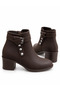 Women's Buckled Ankle Boots with Silver Accents and Button Details—A Modern and Timeless Design with Thick Heels - 3