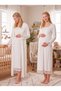 New Season Ecru Lace-With Sleeve Detail, Easy-Breastfeeding Design, Long-Sleeved Postpartum and Maternity Robe and Nightgown Set - 4