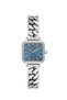 Milano Women's Silver-Colored Chain Metal Strap Analog Watch with Blue Dial, Stone Embellishments, and Square Case, 26 mm - 2