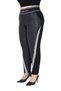 Plus-Size Women's High-Waisted, Wide-Elasticated Hem, Black Leather-Look, White Striped Detail, Stretch, Tapered-Leg Pants, Sizes 42–48 - 4
