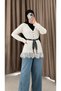 V-Neck Cardigan with Collar Detail - 8334 - Ecru (ÖS)