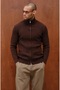 Men's Acı Kahve Casual Premium Knit Stretch Fabric Cardigan with Double Zippers - 2