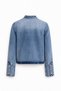 Blue "Napoleon" Style Modal Denim Jacket with Gold Buttons - 4