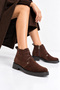 Women's Genuine Leather Zip Detail Casual Boots 5131 COFFEE SUEDE - 2