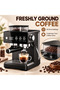 Espresso Coffee Machine with Built-in Coffee Grinder, 1.8L Water Tank, 150g Bean Hopper, Steam Wand for Milk Frothing, Removable Drip Tray, Digital Display, Espresso Maker for Home - 2