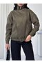 Women's New Season Oversized Mock Neck Imported Suede Jacket with Belt Detail - 4