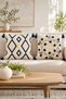 2 Decorative Kilim Rug and Daisy-Patterned Cushion Covers with Invisible Zippers and Tassels, 42x42 cm - 4