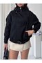 Women's New Season Oversized Mock Neck Imported Suede Jacket with Belt Detail - 3