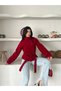 Women's Double-Buttoned Mock Neck Belted Short Melton Coat - 5