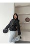 Women's Double-Buttoned Mock Neck Belted Short Melton Coat - 4