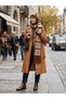 Knitted Brown-Patterned Bohemian Beanie, Scarf, and Gloves Set - 2