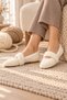 Women's Soft Plush Winter Ballet Flats with Straps - 6