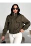 New Season Women's Oversized Mock Neck Double-Pocket Imported Suede Jacket - 3