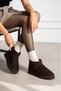 Women's Boots with a Coffee-Colored Suede Exterior, Soft Fur Accents, and a Thick Sole - 3