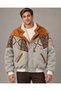 (8129) جاكيت بومبر رجالي بتصميم عتيق وياقة من الفرو - مقاس L/XL.