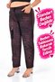 Plus Size Women's High-Waisted, Lace-Up, Pocketed, Cat and Paw Embellished with Stones Burgundy Cotton-Stretch Fabric Woven Tapered-Leg Pants, Sizes 42–48 - 2