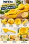 Yellow Metal Lemon Squeezer, 20.5 cm, Manual Citrus Juicer with Ergonomic Handles - 5