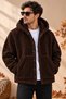 2-Piece Unisex Hooded Plush Fleece Jacket Set – Winter-Weight, Thick-Textured, Button-Up, Double-Pocketed Oversized Cardigan Set - 2