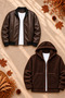 Men's 2-Piece Jacket Set – Double-Pocket Leather Bomber Jacket and Hooded Button-Up Plush Jacket