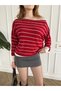 Cowl Neckline Striped Pattern Knit Sweater
