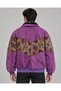 (8127) Men’s Vintage-Print Patchwork Bomber Jacket with Fur-Trimmed Collar - L/XL - 3