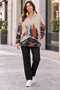 Oversized Women's Fleece Sweatshirt with Deer Print and Half-Zip Pocket Detail