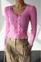 U-Neck Cardigan with Lace Collar Detail - 3