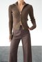 Women's Corded Fabric Polo Collar Cardigan - 3
